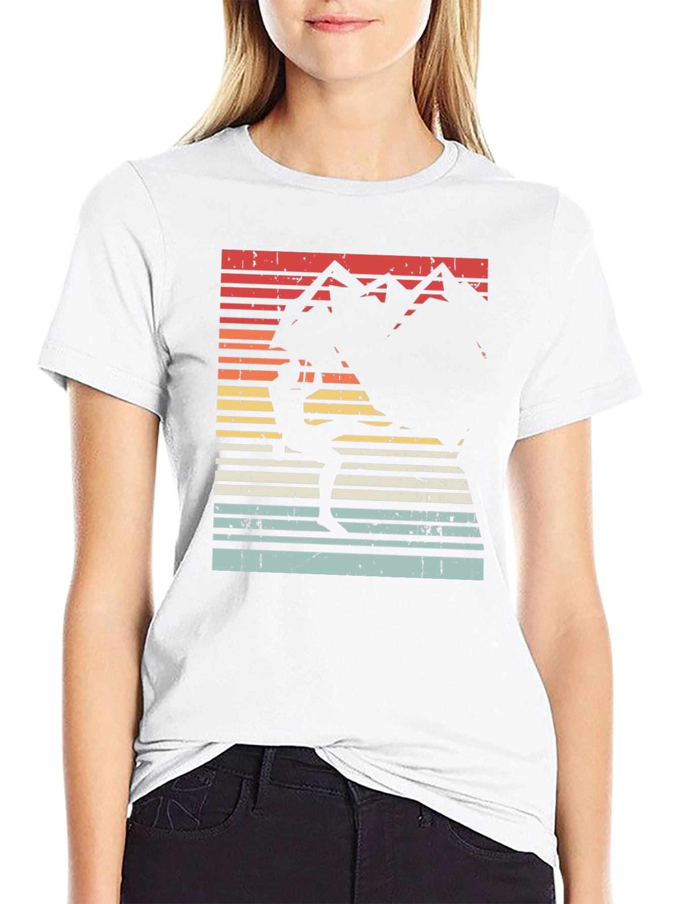 Retro Rock Climbing T-Shirt - Mountain Sunset Design
