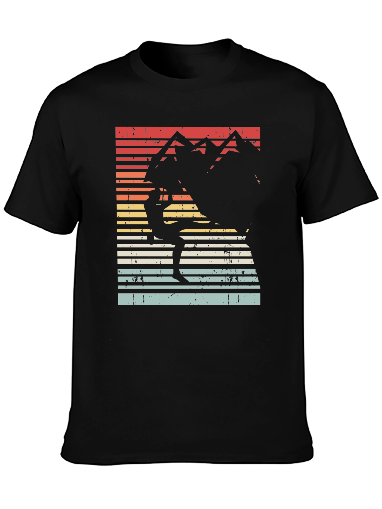 Retro Rock Climbing T-Shirt - Mountain Sunset Design