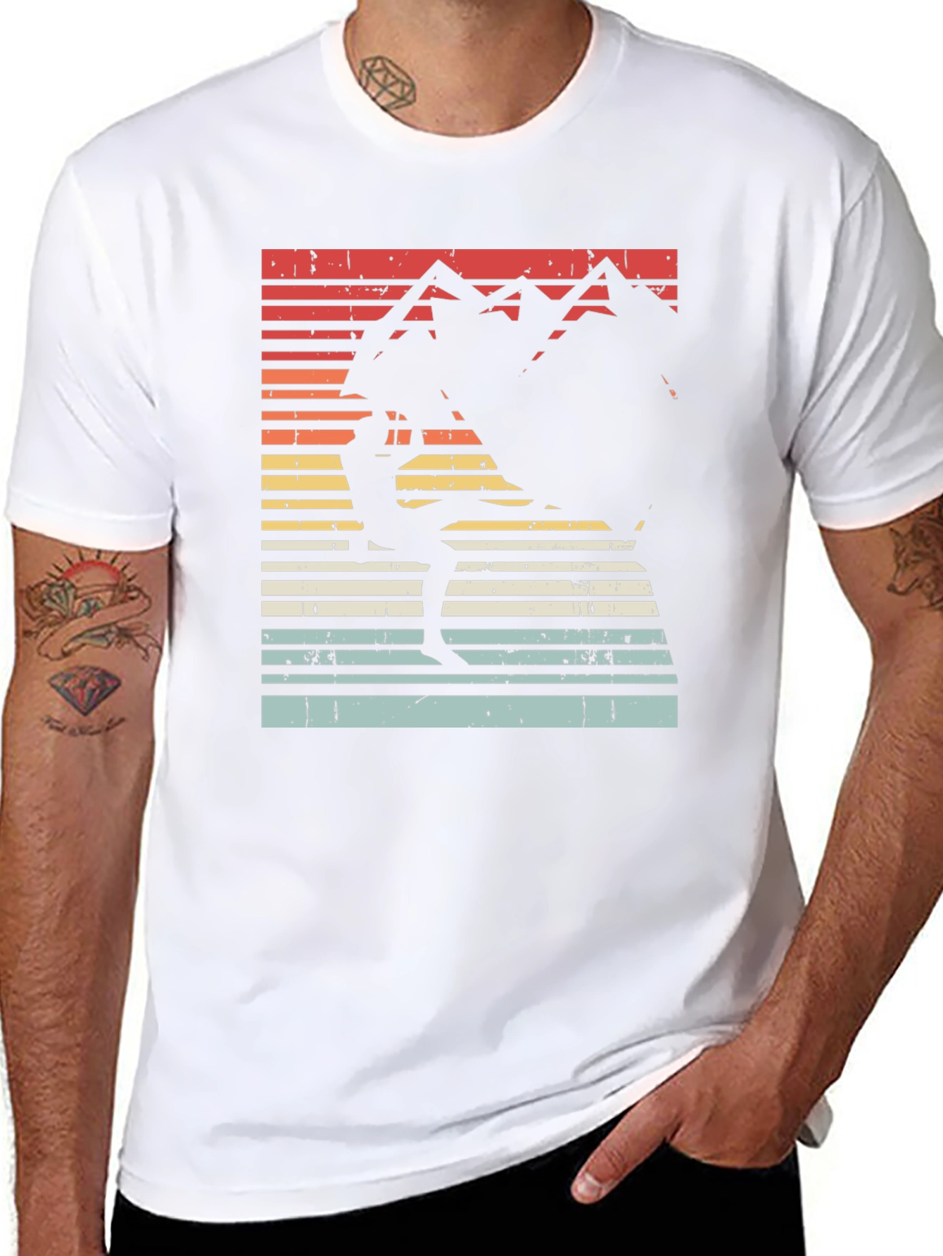 Retro Rock Climbing T-Shirt - Mountain Sunset Design