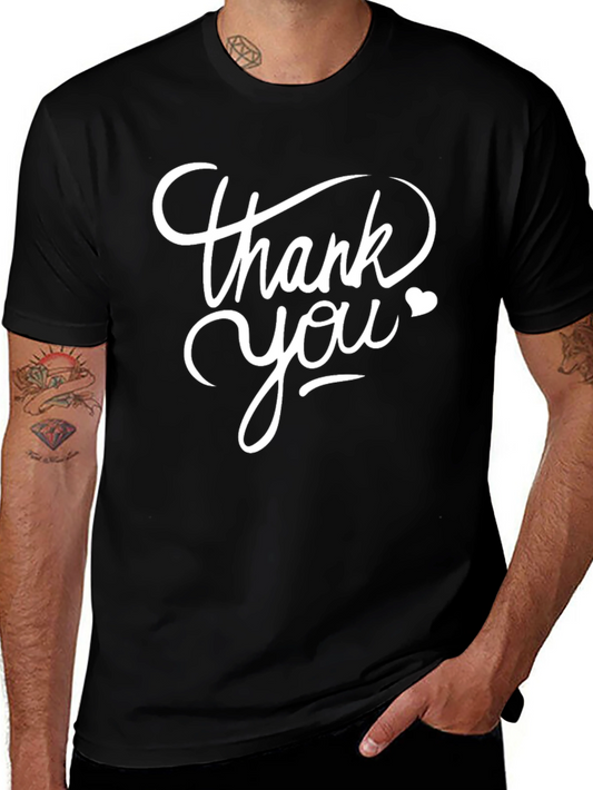 Thank You Graphic Tee - Black Cotton Blend