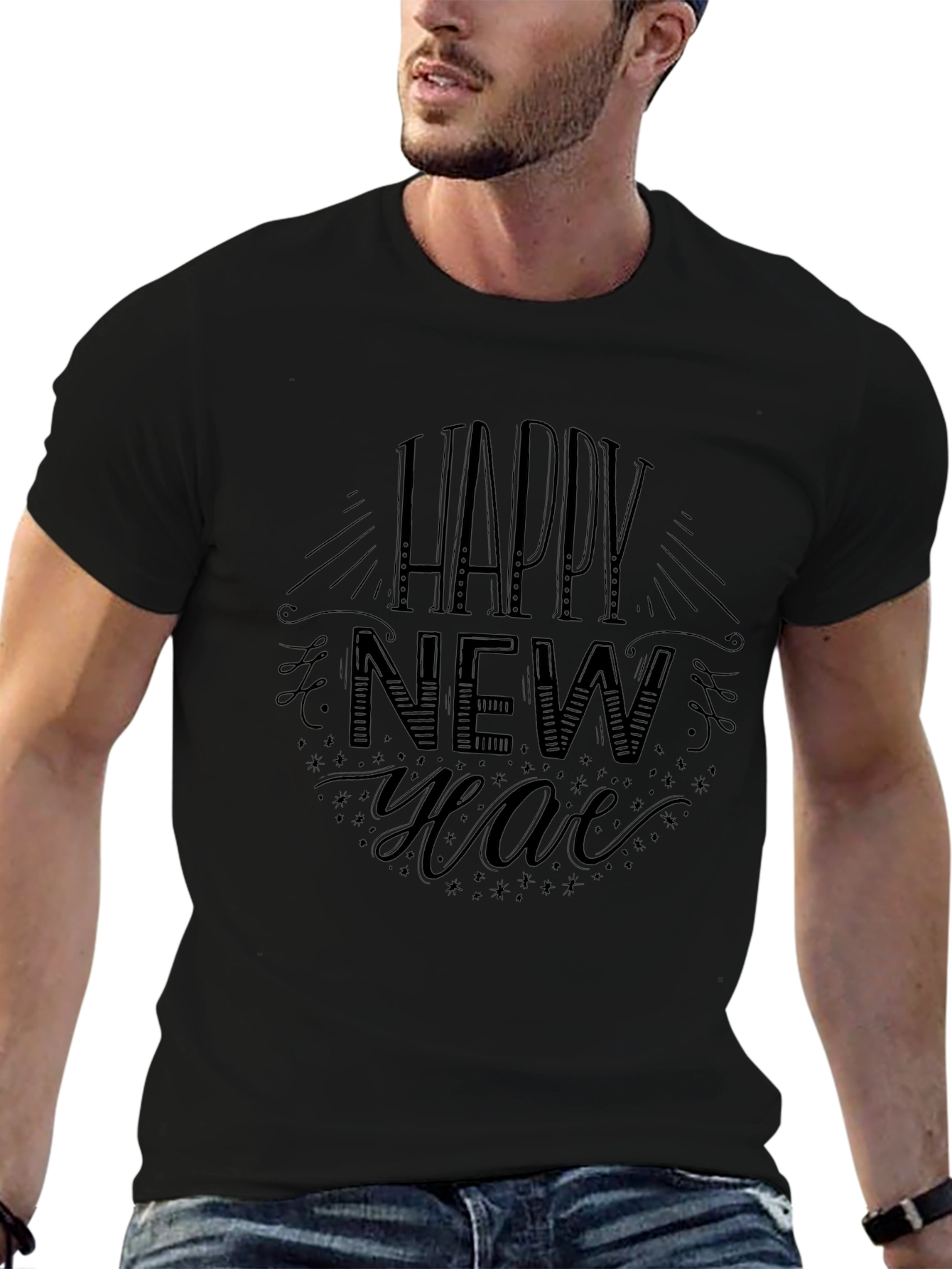 Happy New Year Black Graphic Tee