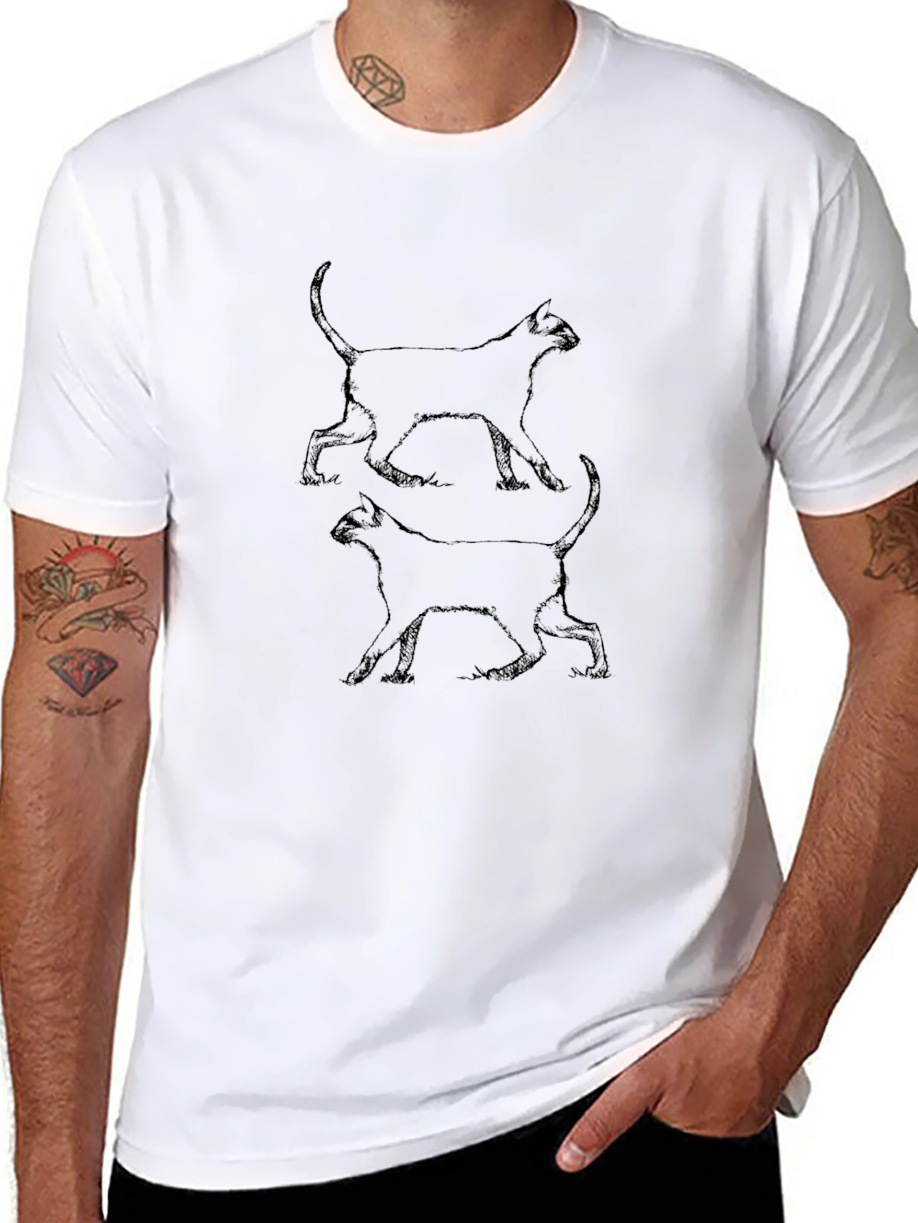Mens Black Cat Graphic Tee