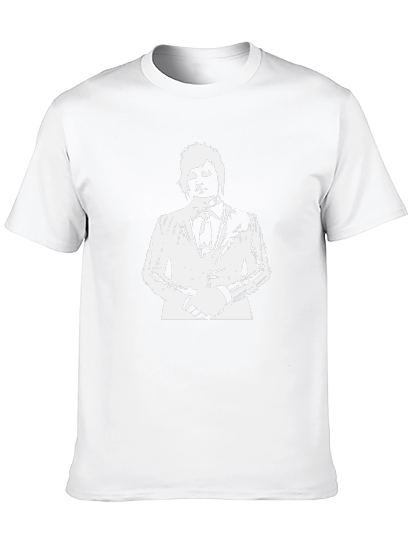 Mens Black T-Shirt with White Suit Graphic