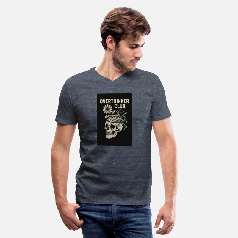 Overthinker Club – Grunge Skull & Brain Flowers Te