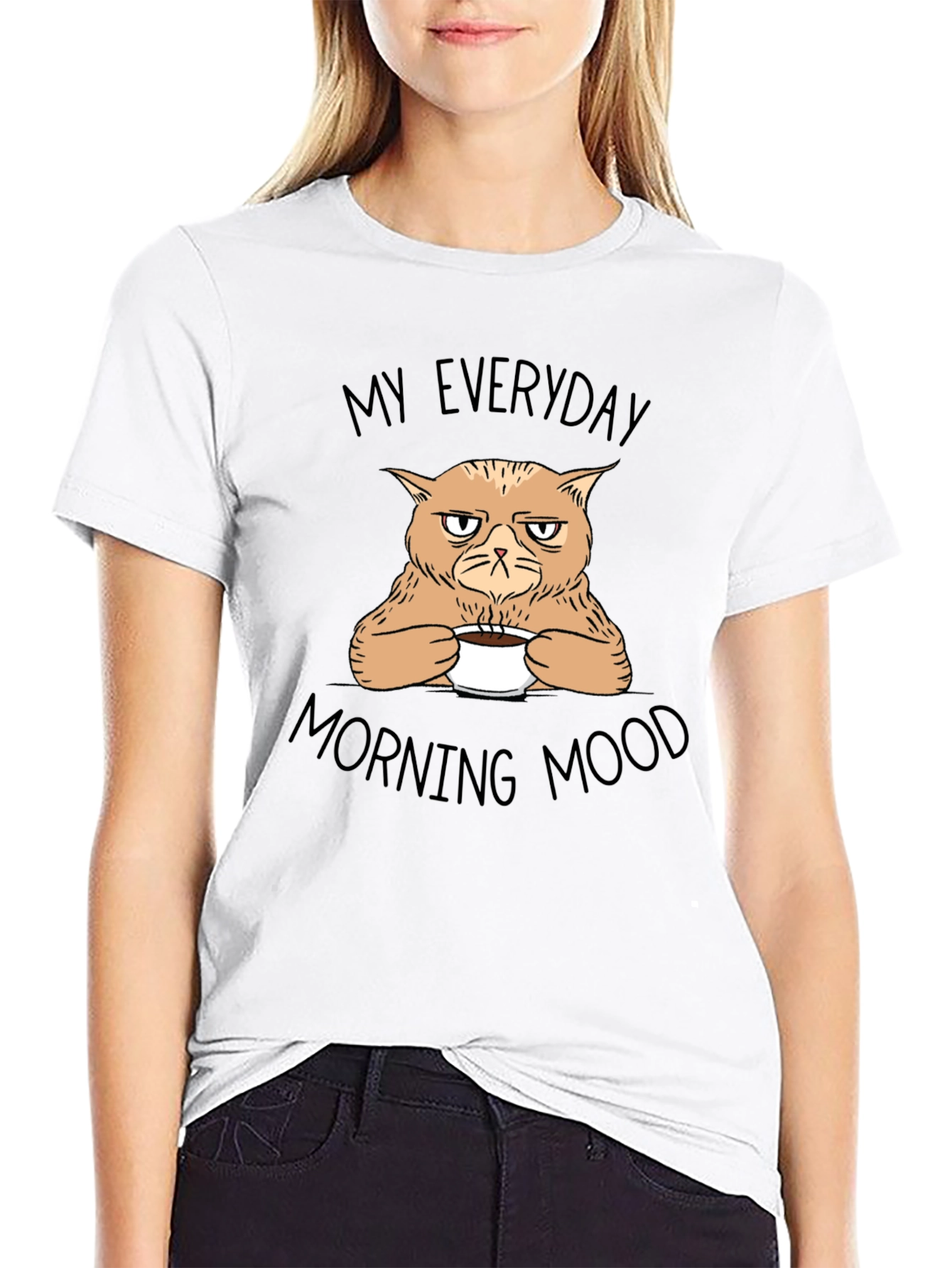 Grumpy Cat Morning Mood Black T-Shirt