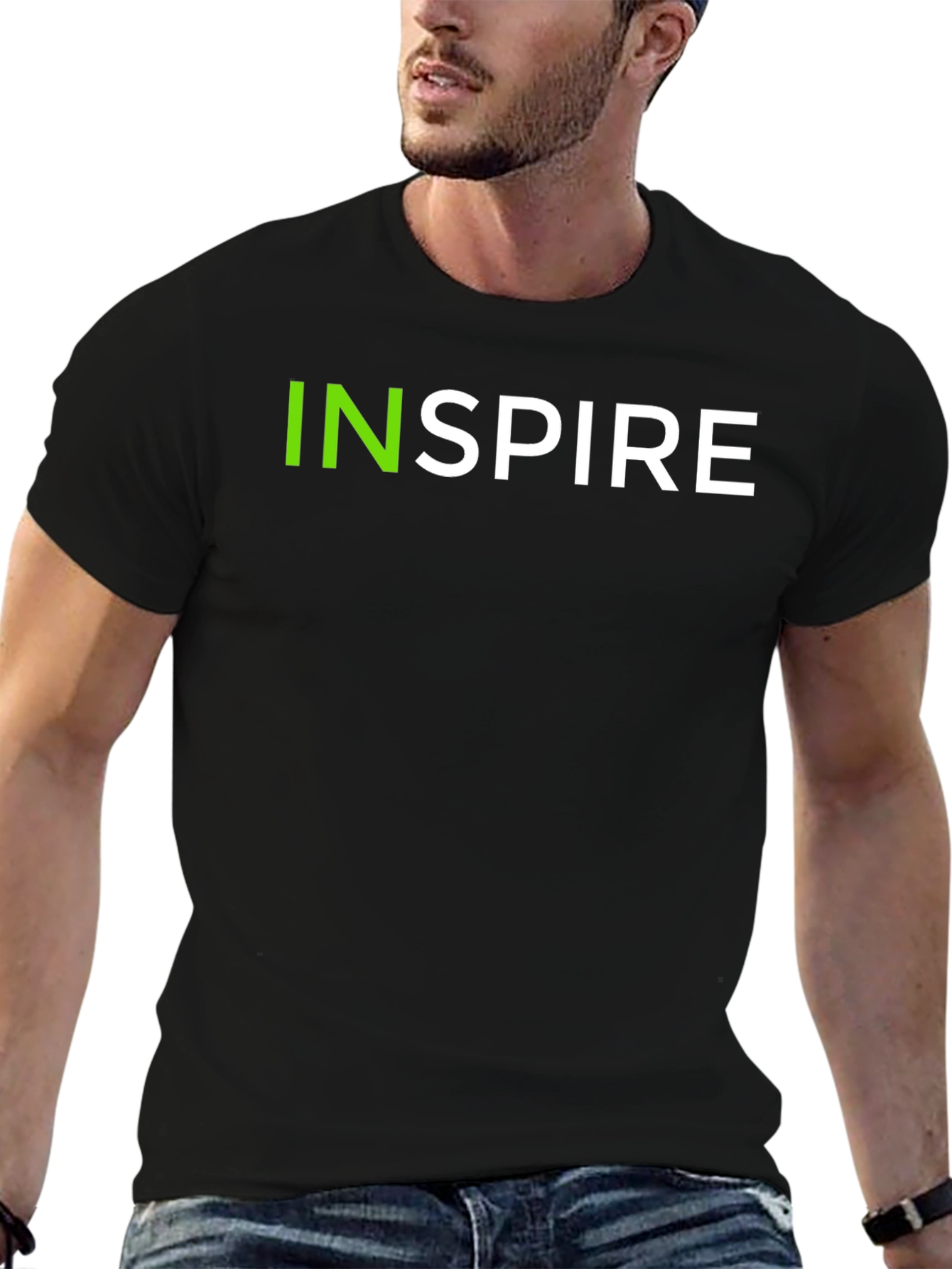 Inspire Graphic Tee - Black Cotton Blend T-Shirt
