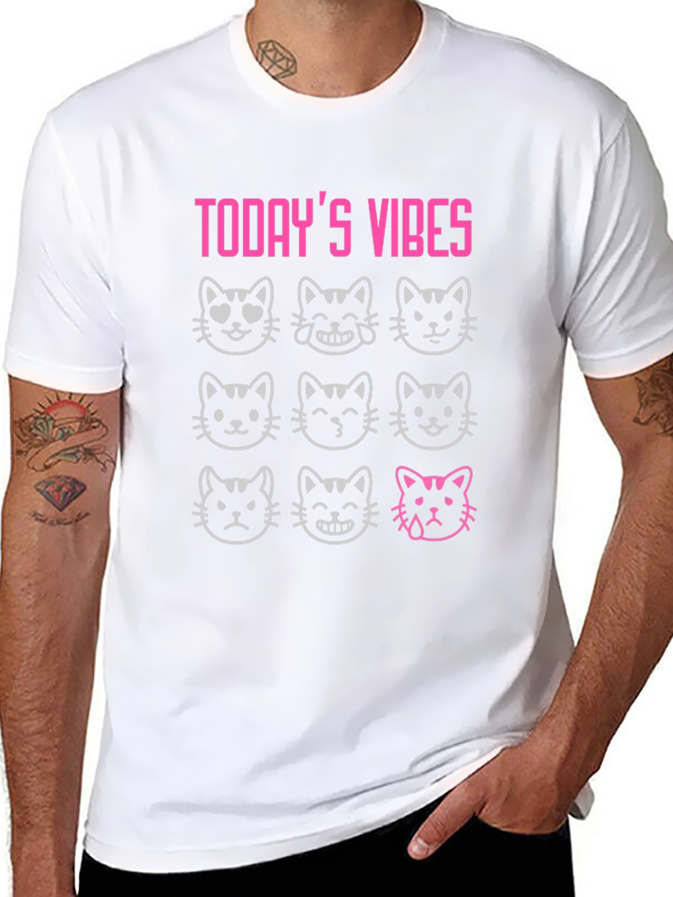 Todays Vibes Cat Emoji T-Shirt