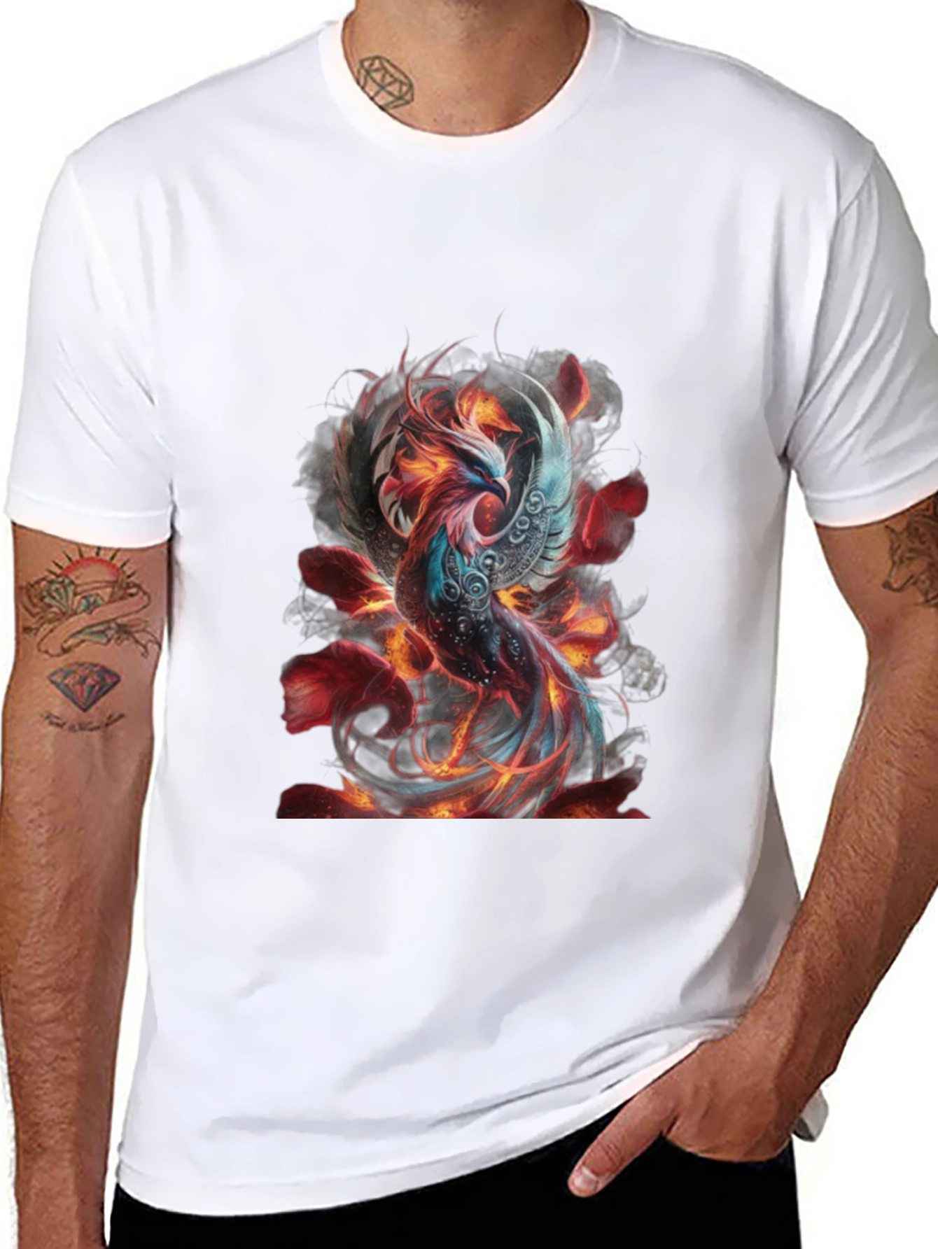 Fiery Phoenix Graphic T-Shirt - Mens Black Tee