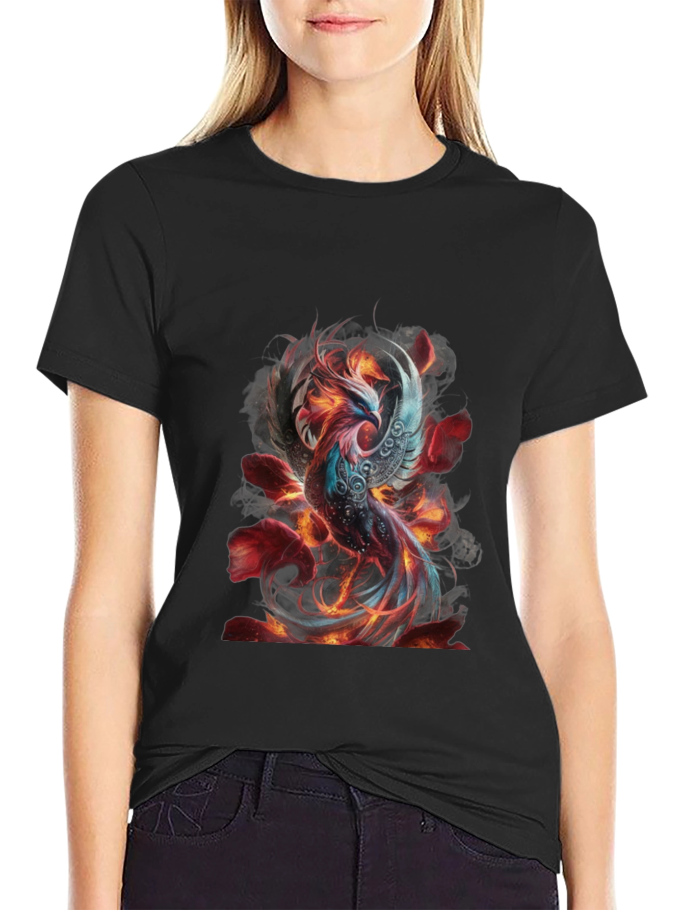 Fiery Phoenix Graphic T-Shirt - Mens Black Tee