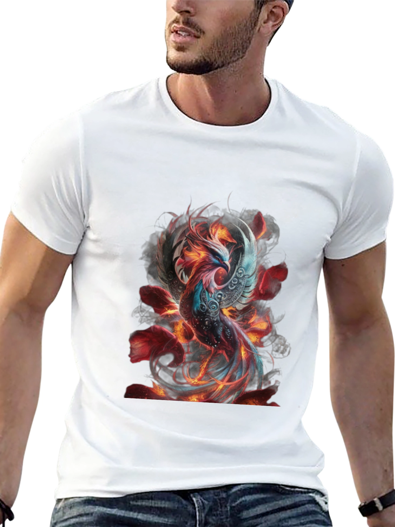 Fiery Phoenix Graphic T-Shirt - Mens Black Tee