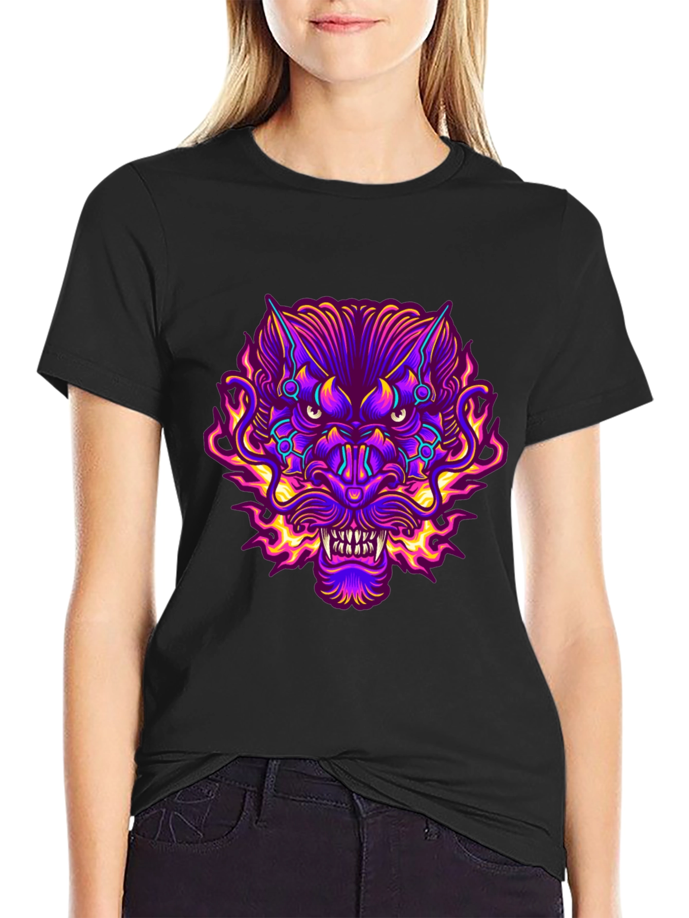 Vibrant Cyberpunk Demon T-Shirt