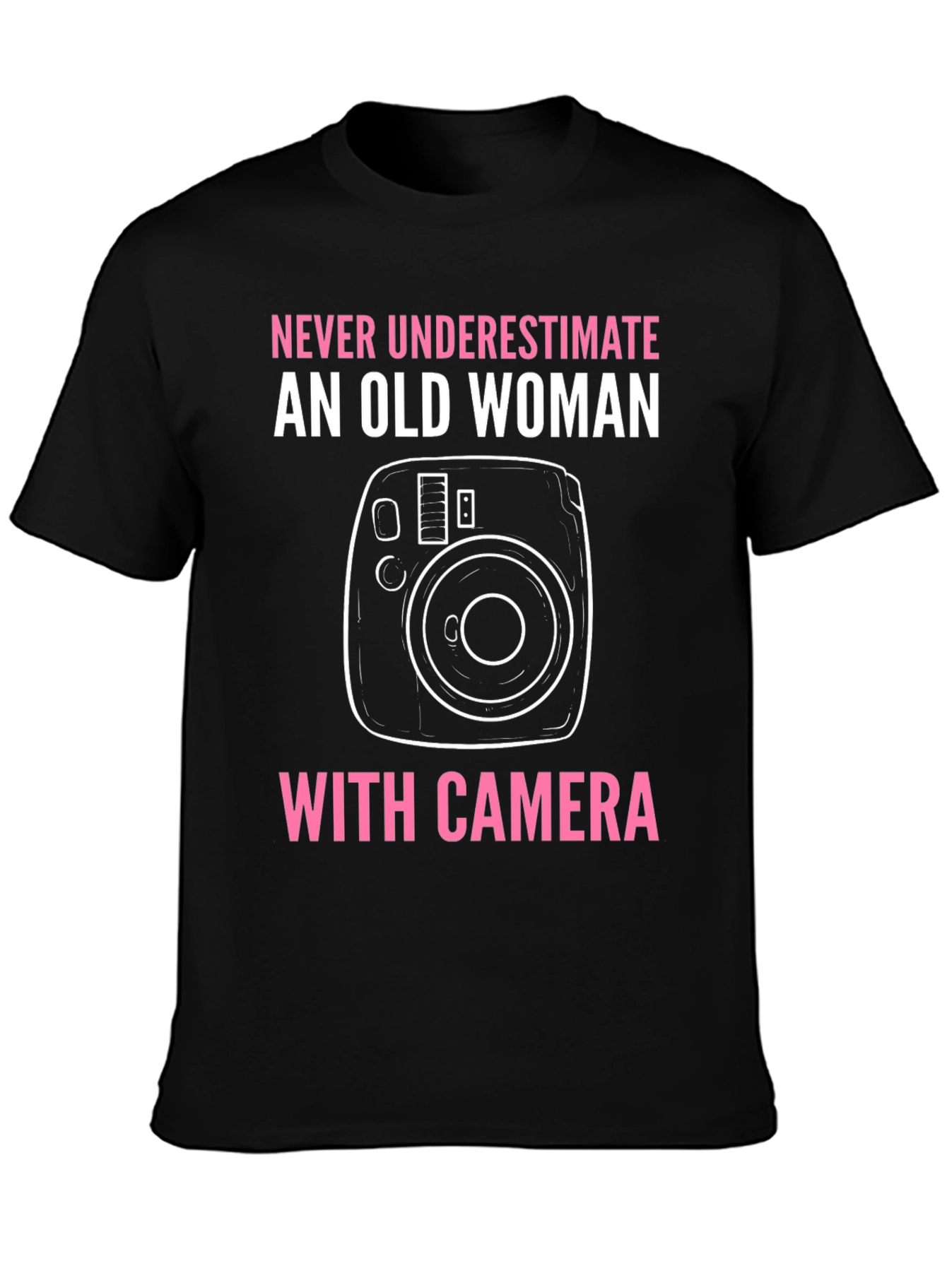 Old Woman with Camera Graphic Tee - Novelty T-Shirt