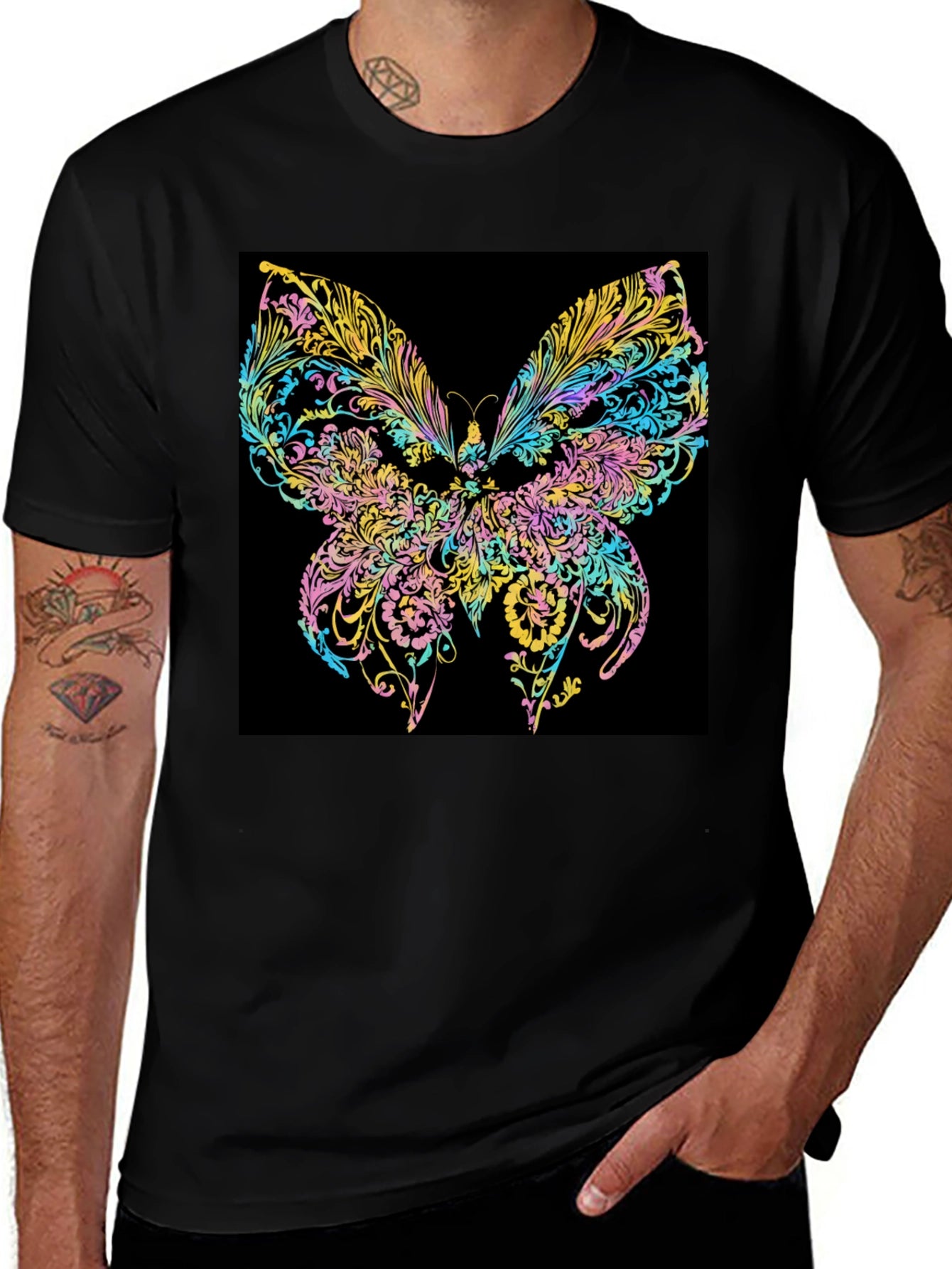 Butterfly Art Black T-Shirt