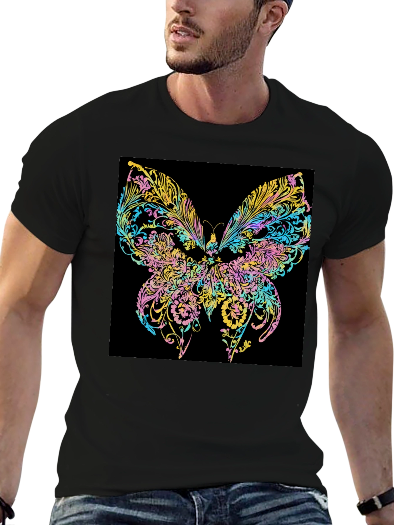 Butterfly Art Black T-Shirt