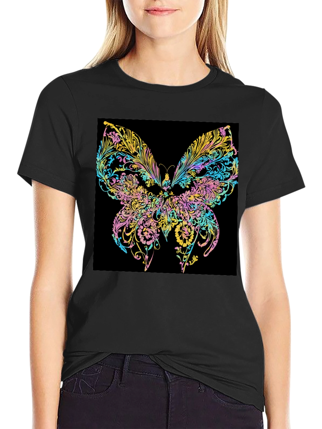 Butterfly Art Black T-Shirt