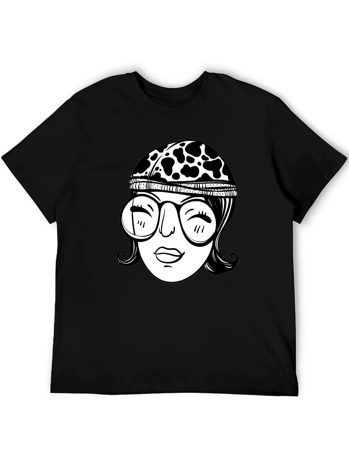 Funky Graphic Tee - Retro Cow Print Headband