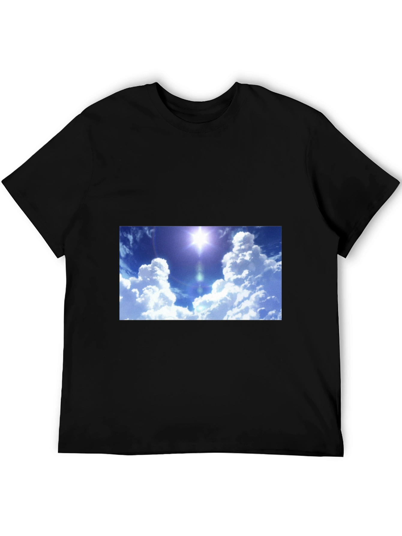 Sky Print Black T-Shirt - Relaxed Fit