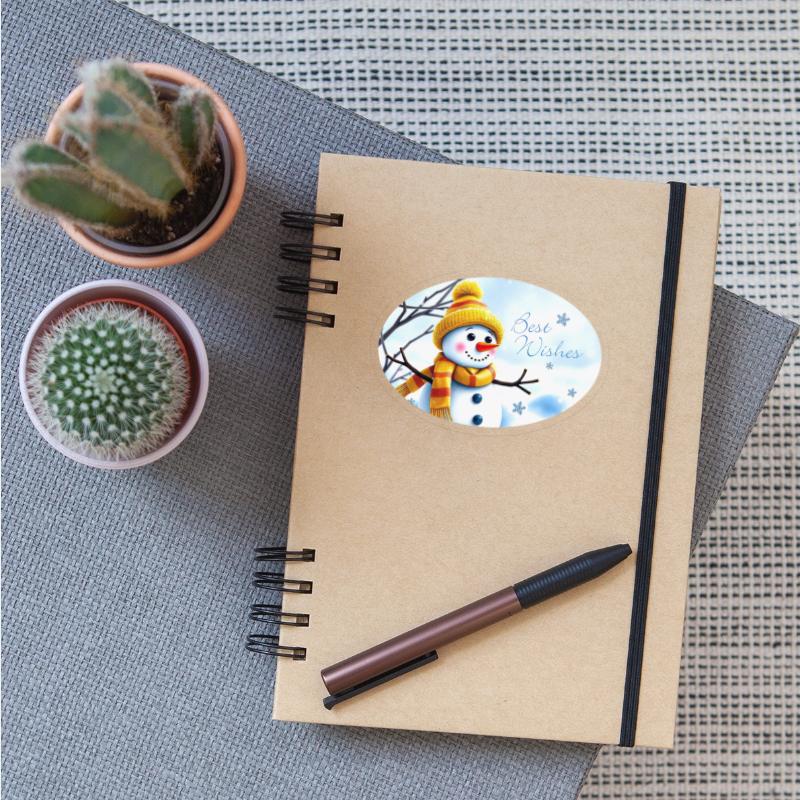 Present Sticker - Snowman - Best Wishes