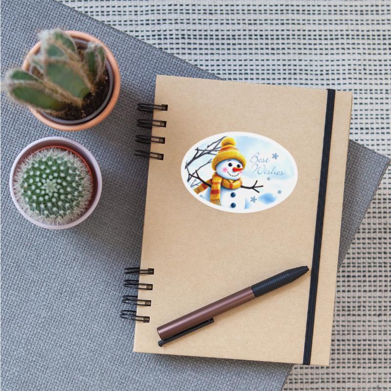 Present Sticker - Snowman - Best Wishes