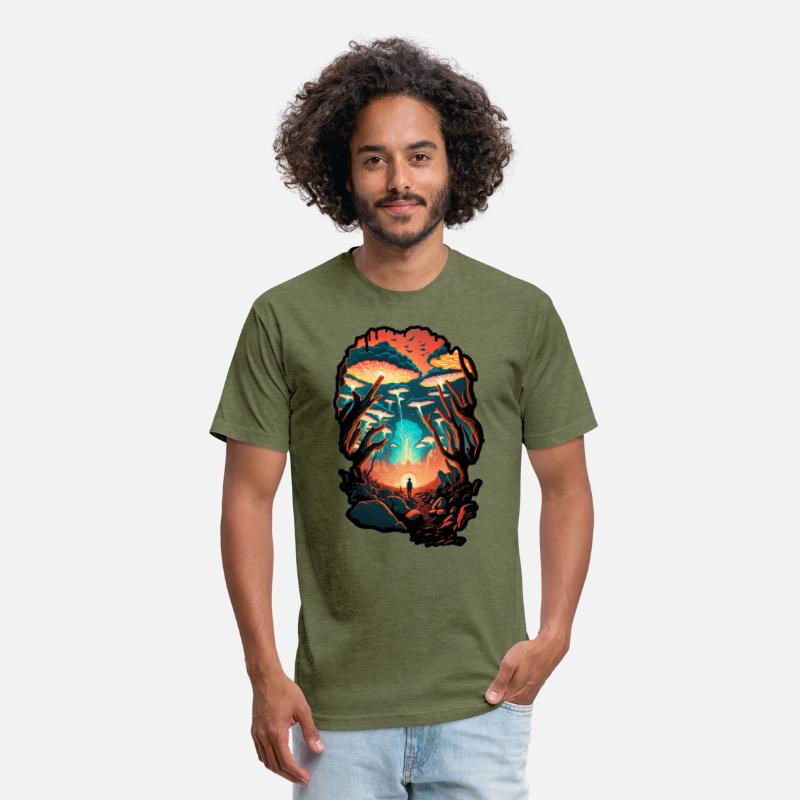 Psychedelic Forest Surreal Wanderer Mushrooms