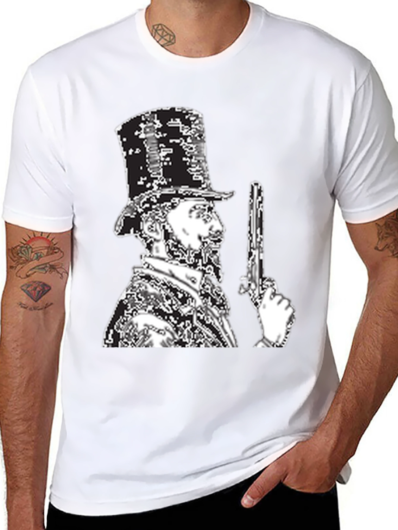 Retro Lincoln Graphic Tee - Black Cotton Blend