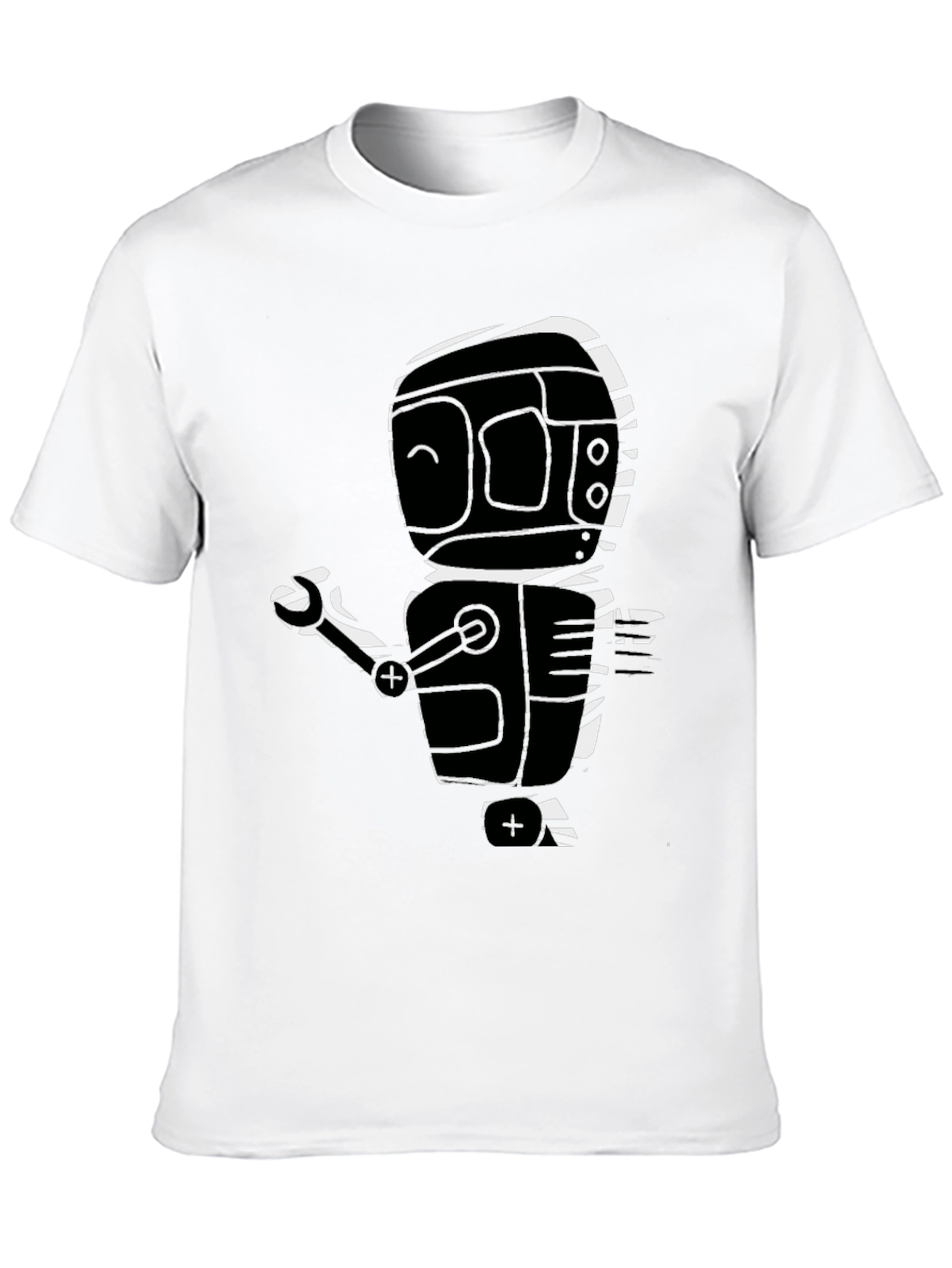 Robot Graphic Print Black T-Shirt