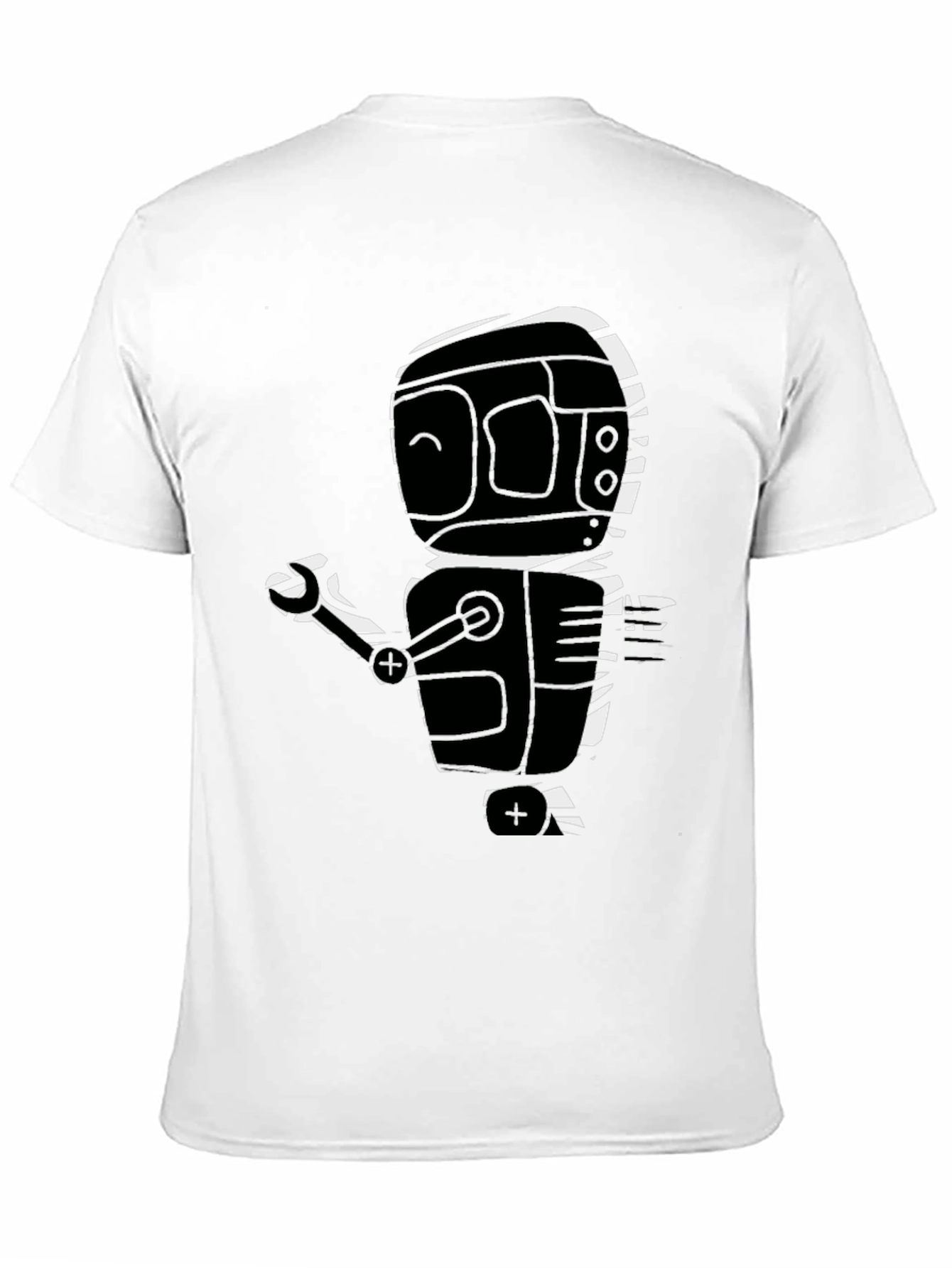 Robot Graphic Print Black T-Shirt