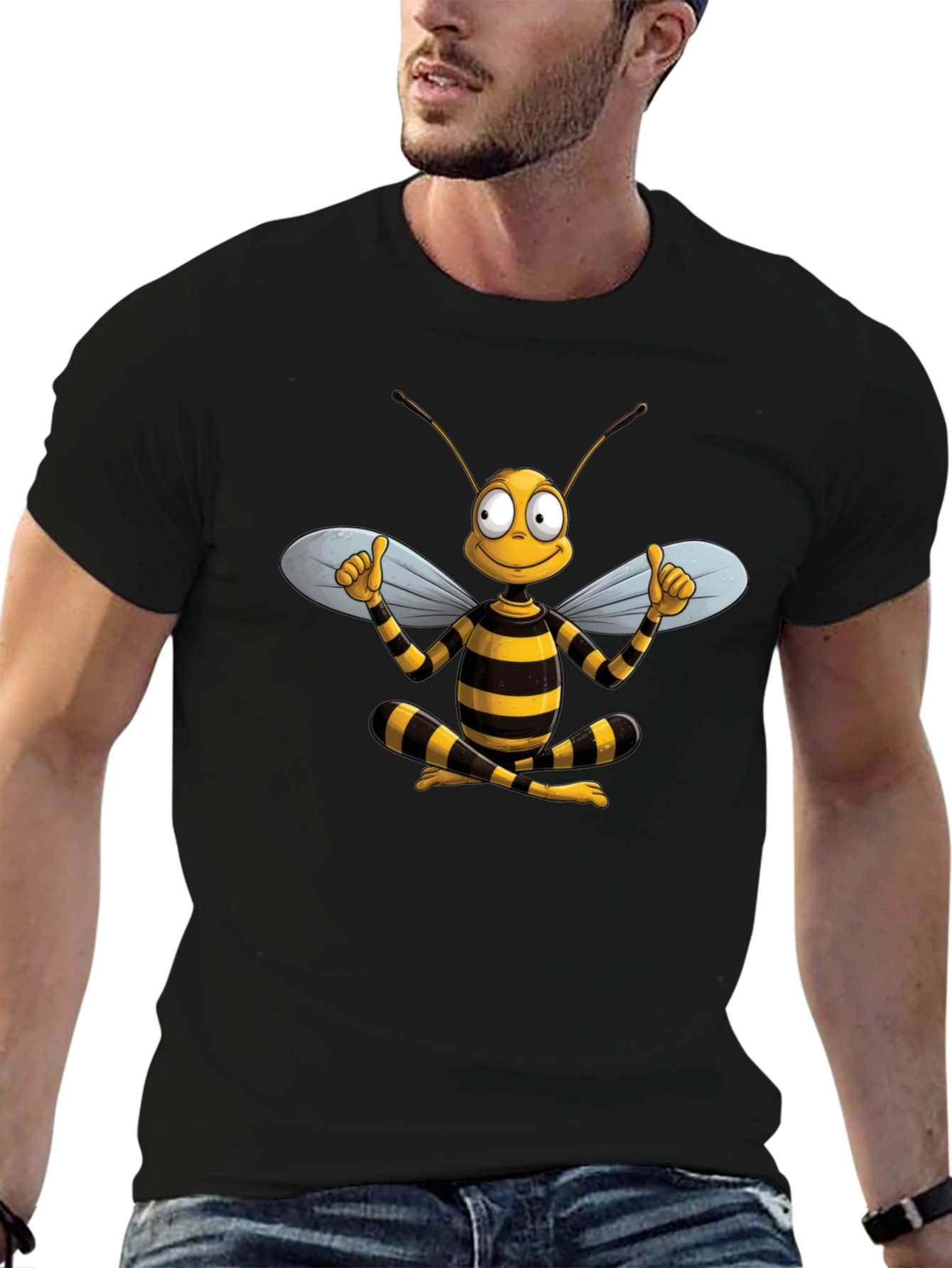 Funny Bee Cartoon Graphic T-Shirt