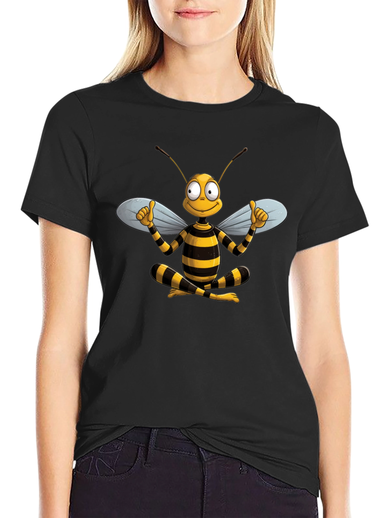 Funny Bee Cartoon Graphic T-Shirt