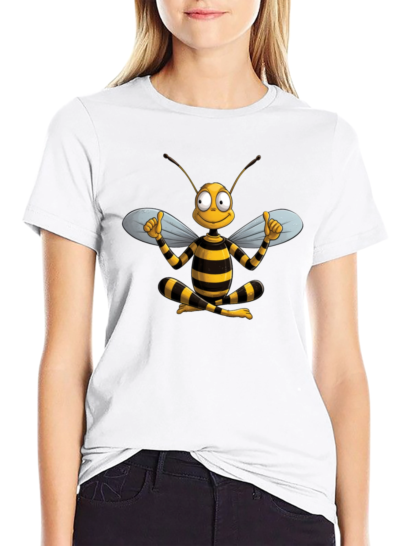 Funny Bee Cartoon Graphic T-Shirt