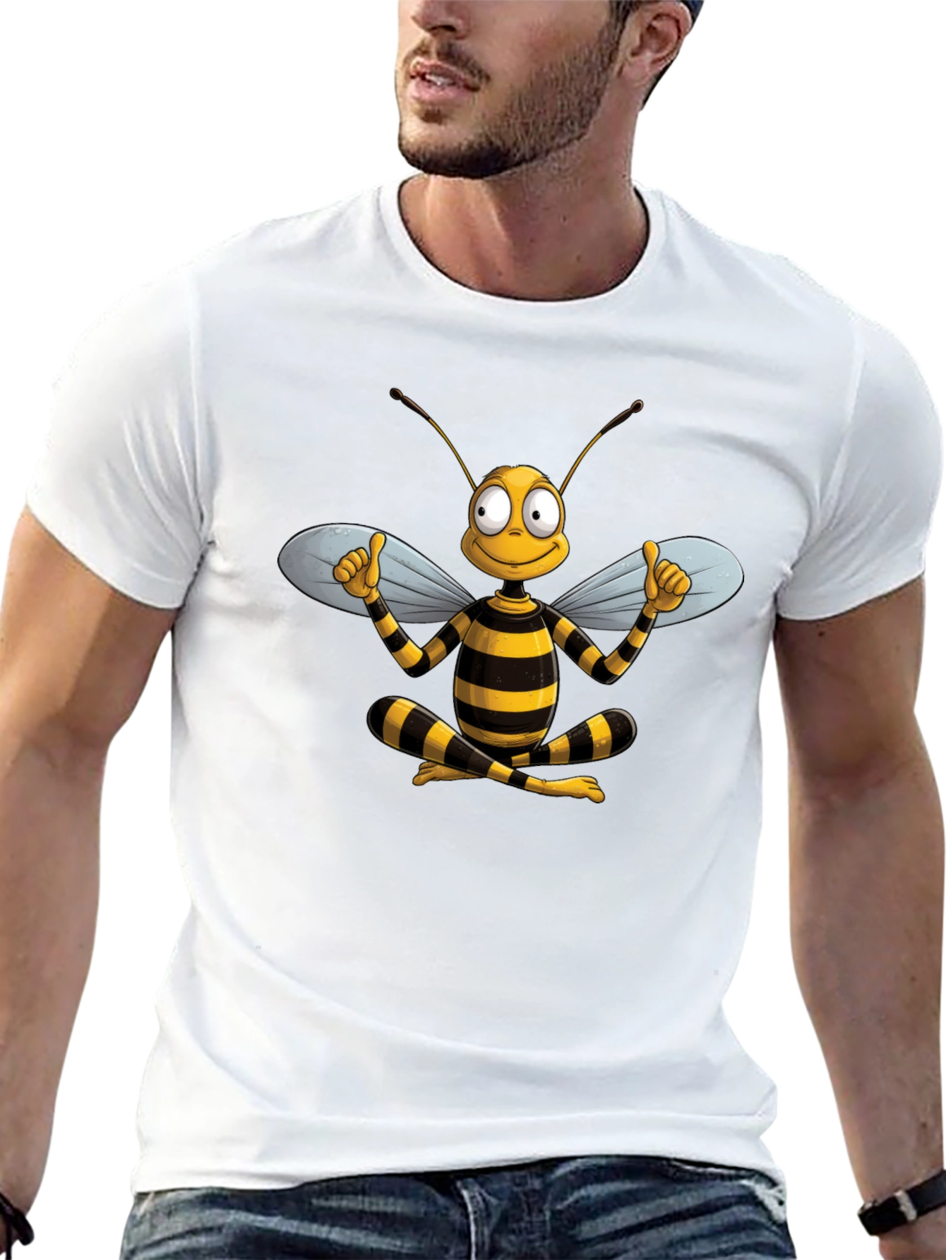 Funny Bee Cartoon Graphic T-Shirt