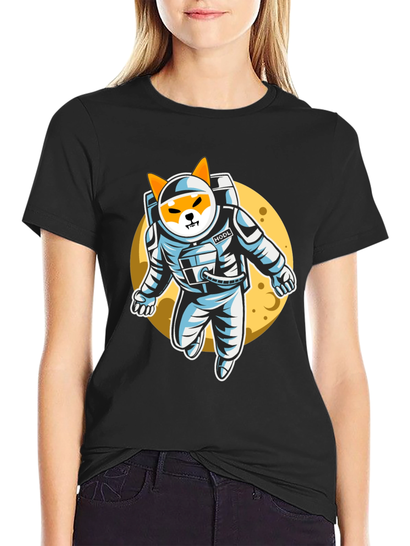 Shiba Inu Astronaut Black T-Shirt