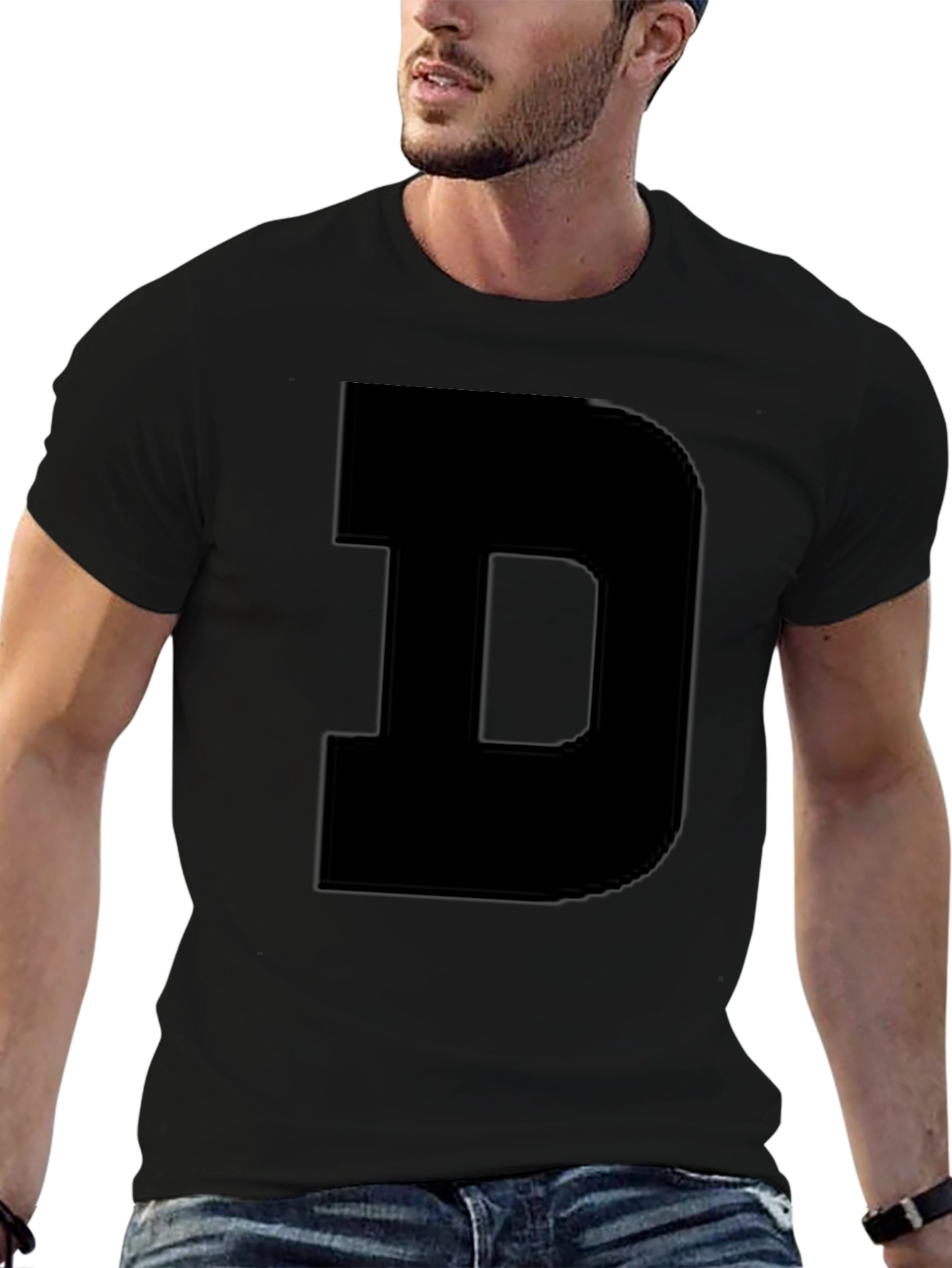Bold D Black T-Shirt - Statement Tee