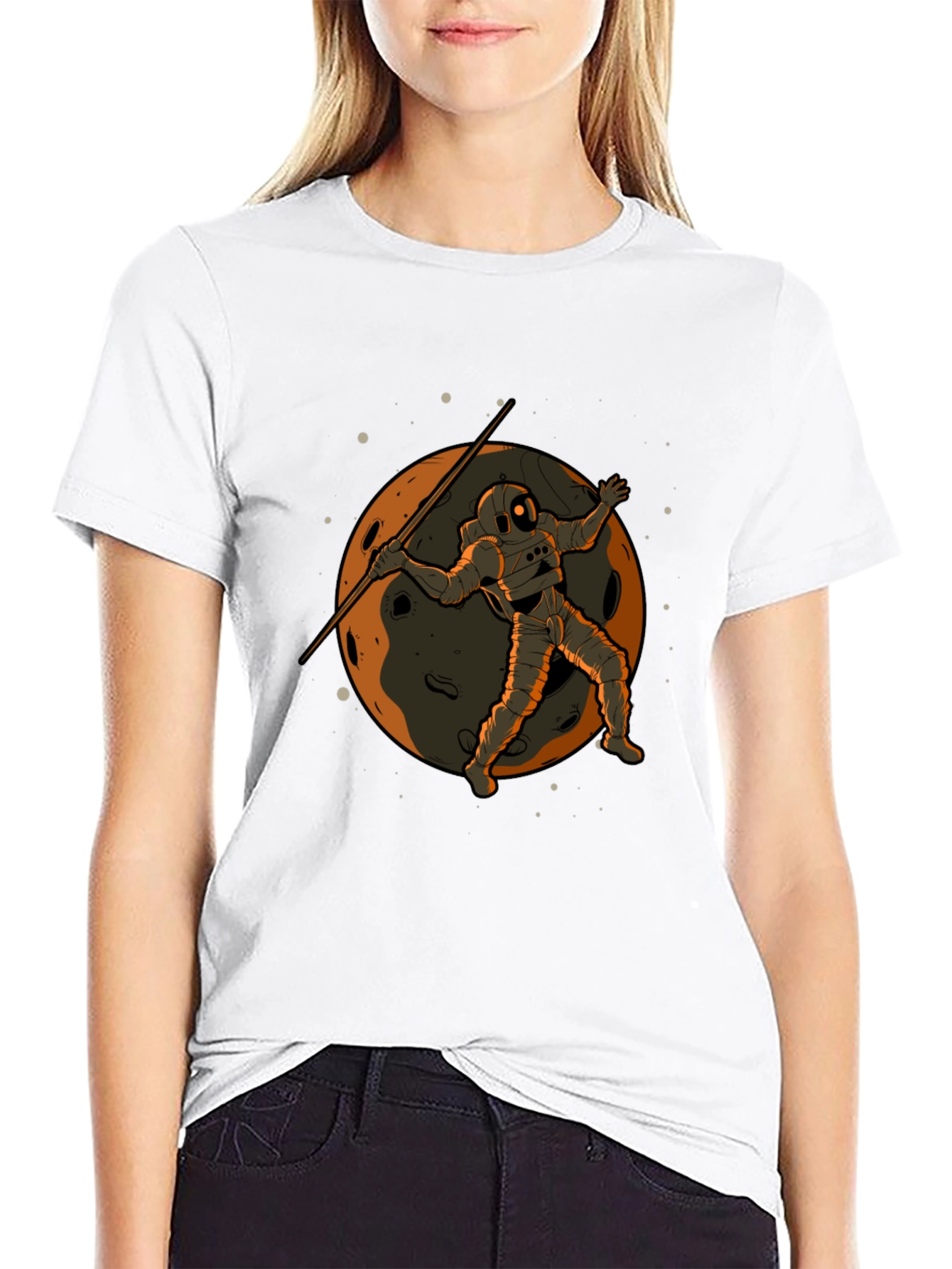 Astronaut Moon Spear Black T-Shirt
