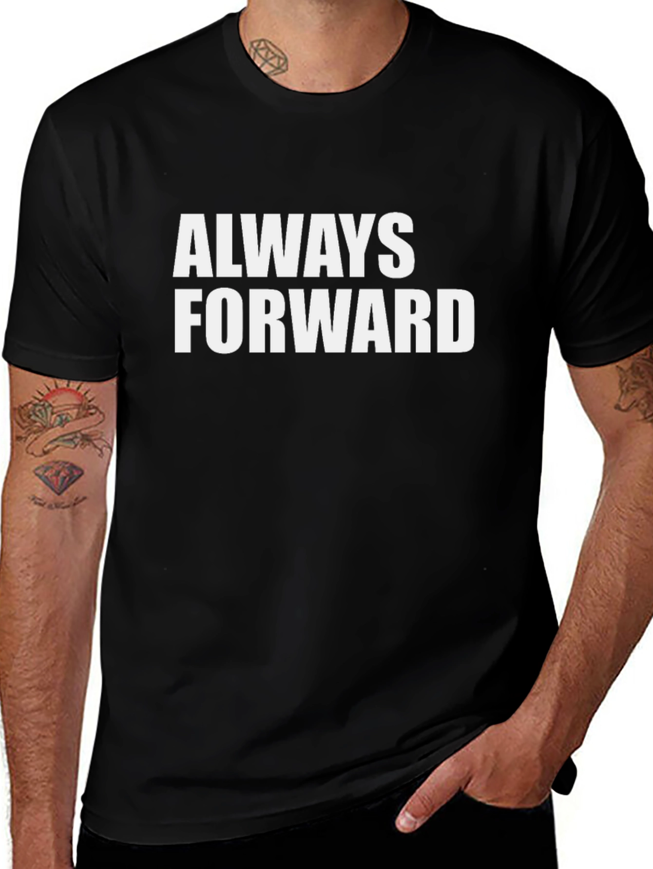 Always Forward Graphic Tee - Motivational Black T-Shirt