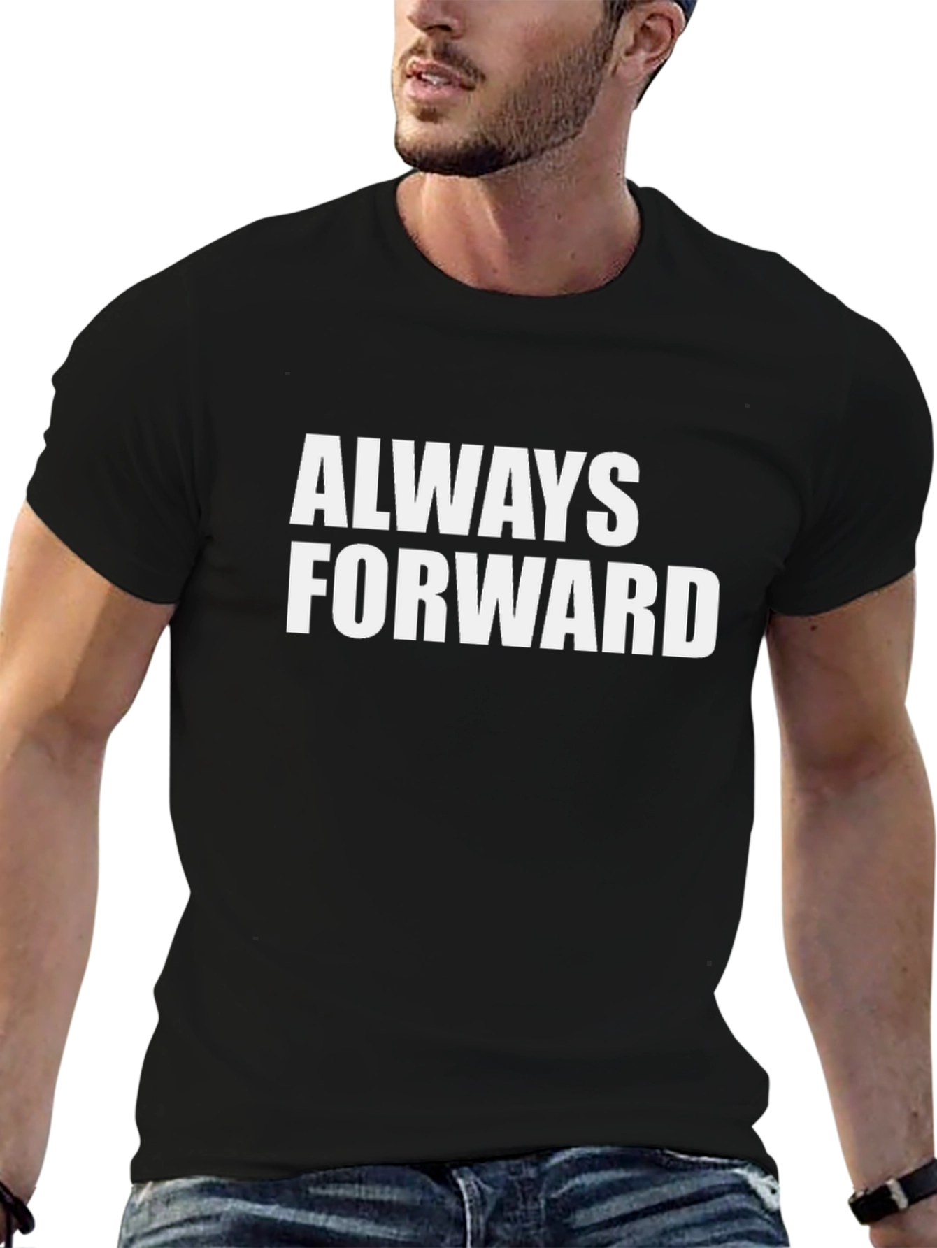 Always Forward Graphic Tee - Motivational Black T-Shirt