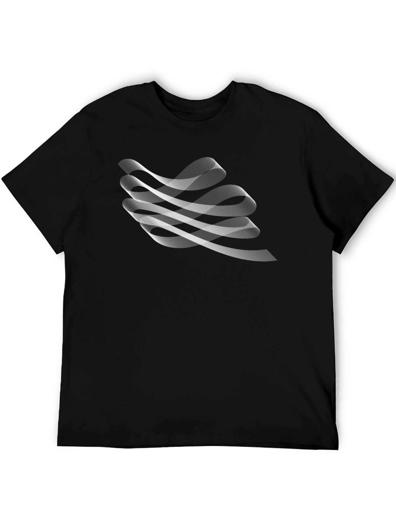 Abstract Wave Graphic Black T-Shirt