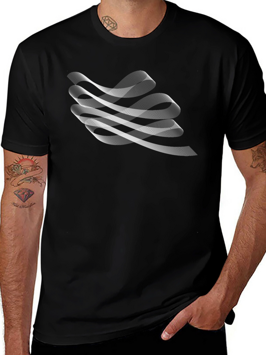 Abstract Wave Graphic Black T-Shirt