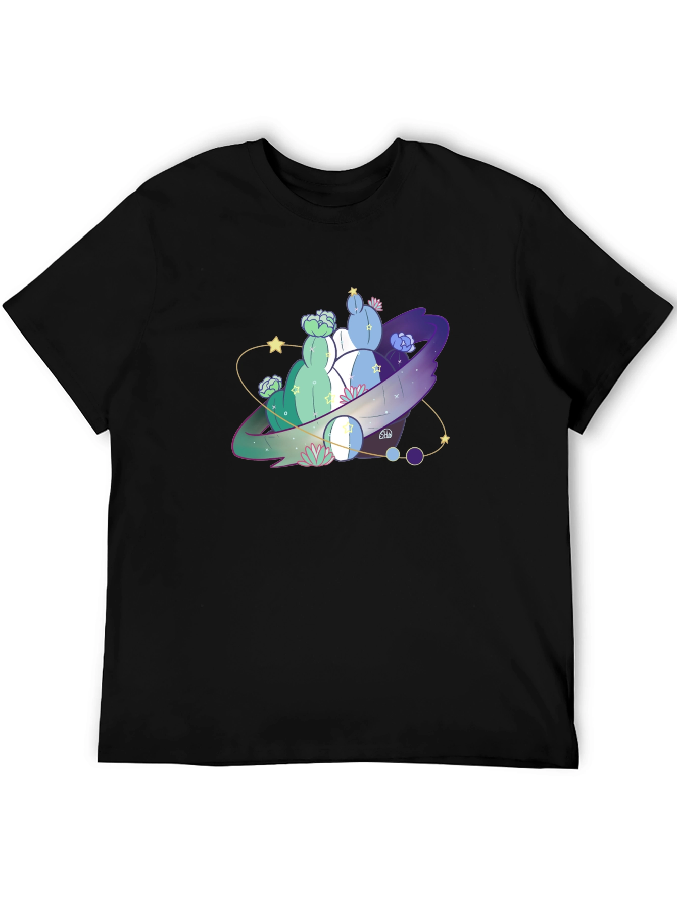 Cactus Planet Graphic Tee - Black Cotton Blend