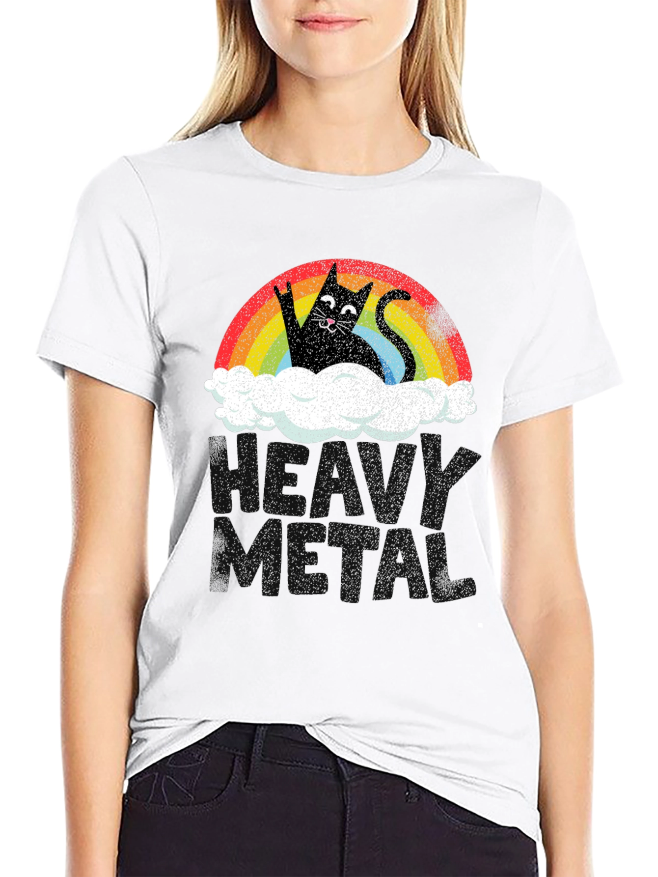 Rainbow Cat Cloud Graphic T-Shirt