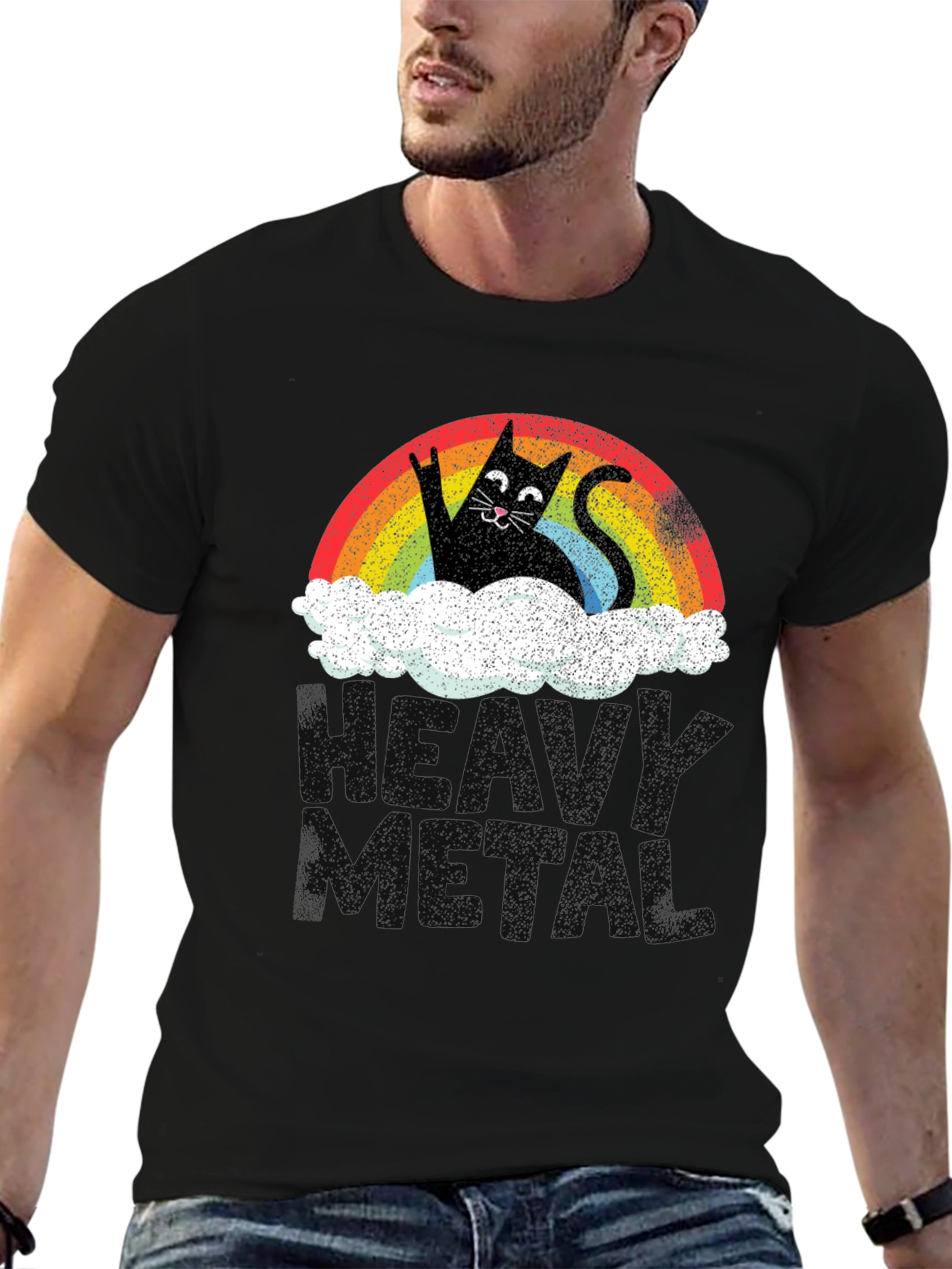 Rainbow Cat Cloud Graphic T-Shirt