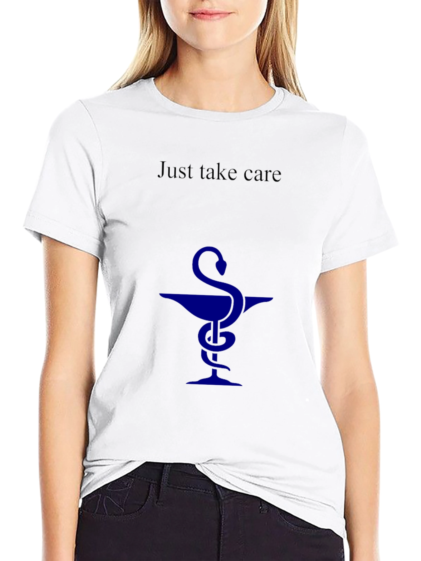 Just Take Care Black T-Shirt - Health Symbol
