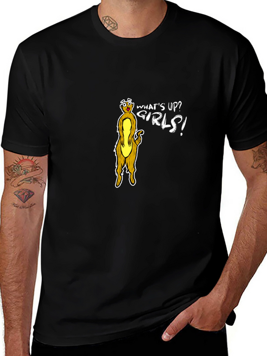 Funny Meerkat Whats Up Girls! Black T-Shirt