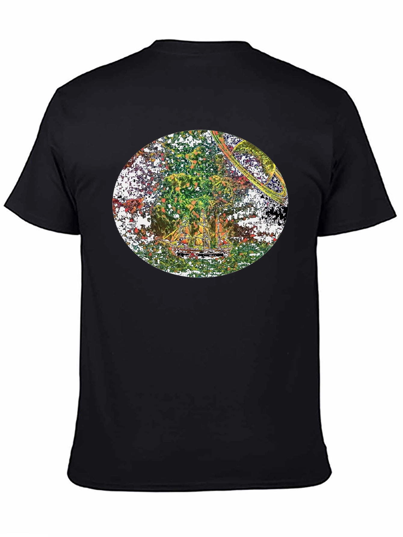 Abstract Saturn Graphic Tee - Black