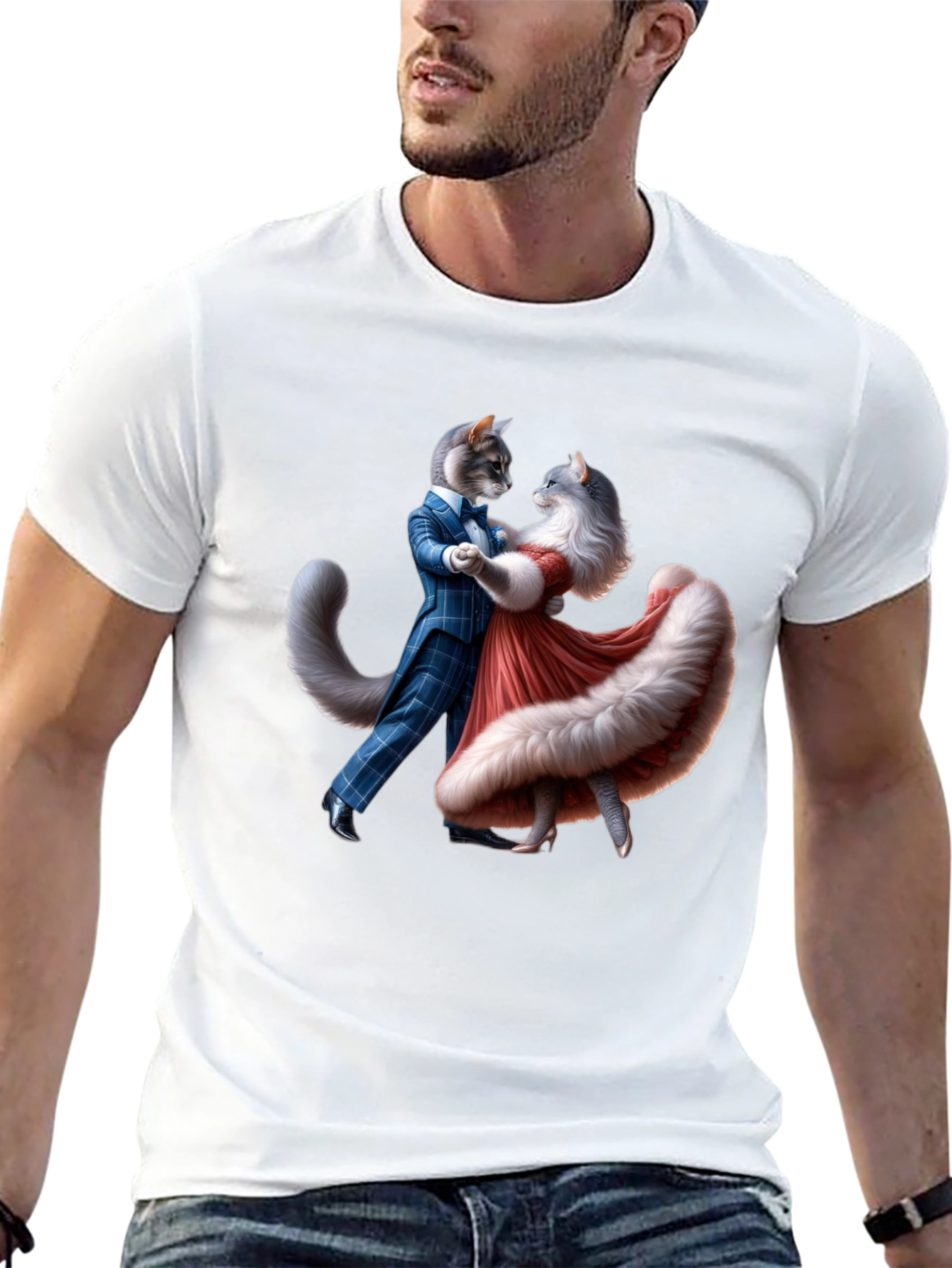 Dancing Cats Graphic Tee - Whimsical Style