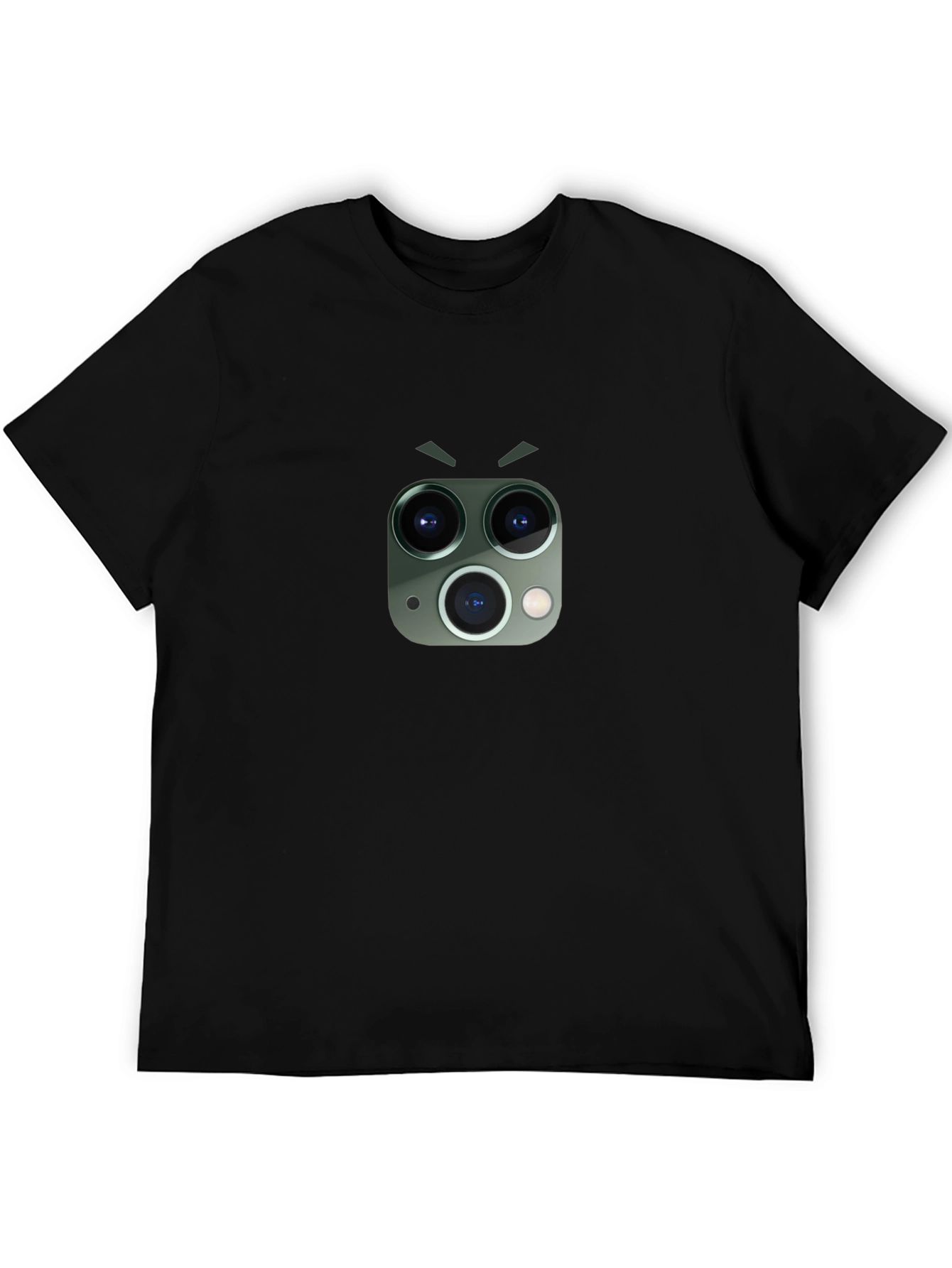 Funny Camera Lens Face Graphic Tee - Black