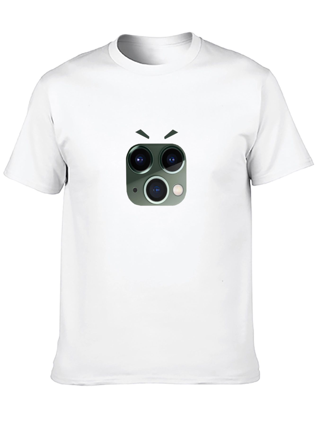 Funny Camera Lens Face Graphic Tee - Black