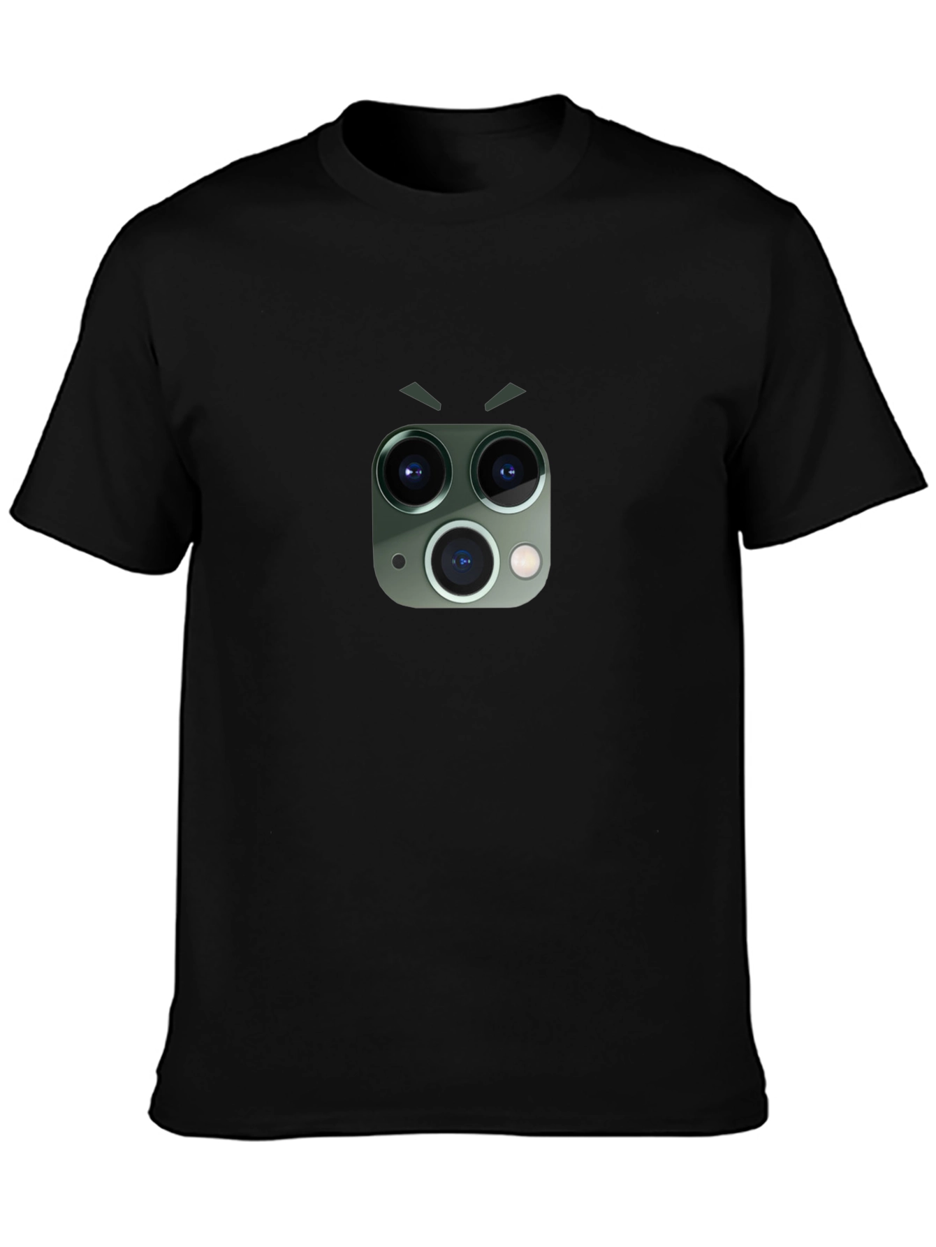 Funny Camera Lens Face Graphic Tee - Black