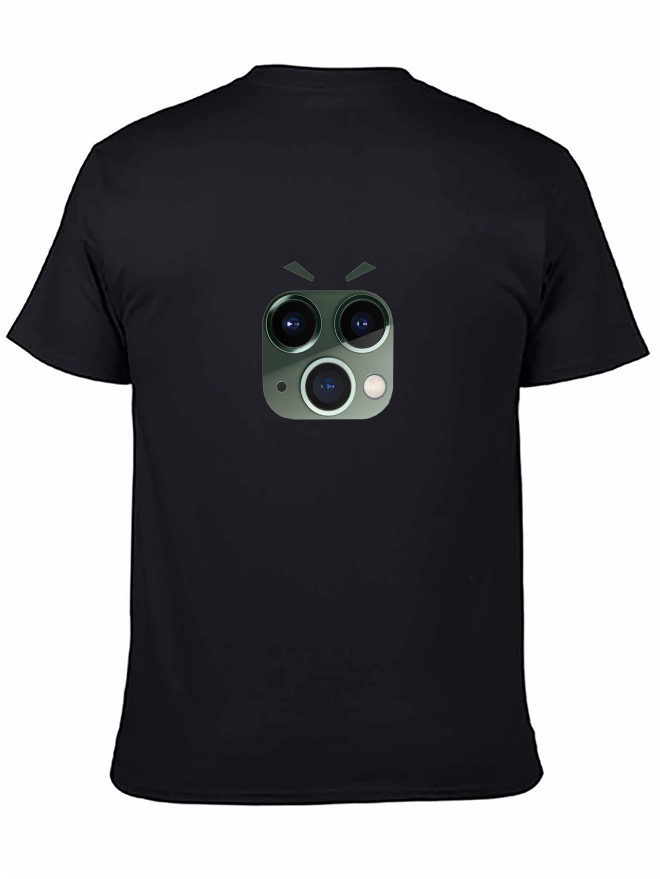 Funny Camera Lens Face Graphic Tee - Black