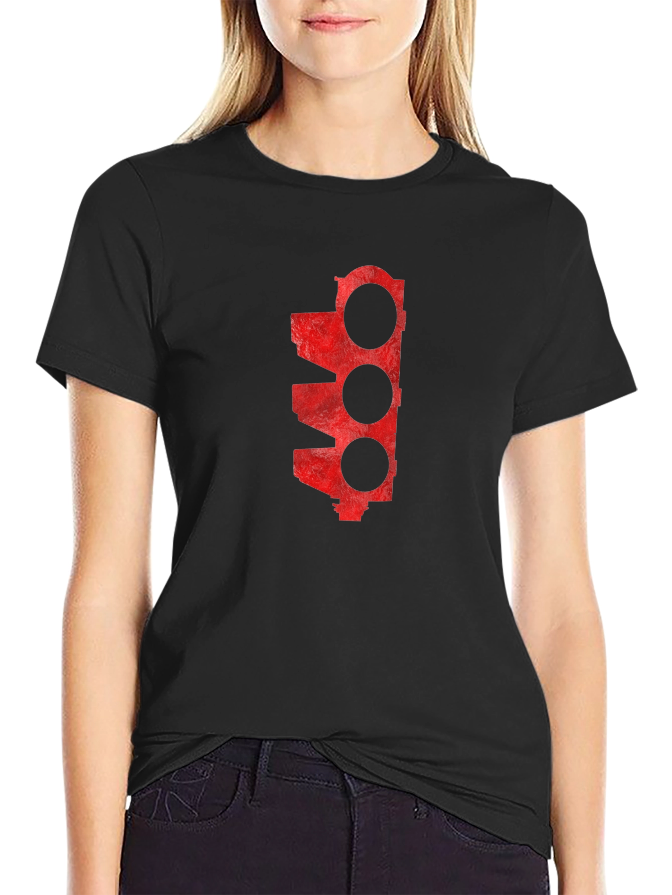 Red Engine Block Tee - Black
